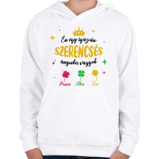 PRINTFASHION Szerencsés anyuka - Gyerek kapucnis pulóver - Fehér