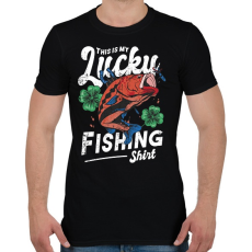 PRINTFASHION Szerencsés horgász póló - Férfi póló - Fekete
