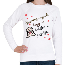 PRINTFASHION Szerencsés vagyok ferde - Női pulóver - Fehér női pulóver, kardigán