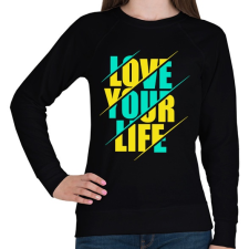 PRINTFASHION Szeresd az életed - Női pulóver - Fekete női pulóver, kardigán
