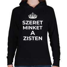PRINTFASHION SZERET MINKET A ZISTEN - Női kapucnis pulóver - Fekete női pulóver, kardigán