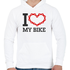 PRINTFASHION Szeretem a biciklim - Férfi kapucnis pulóver - Fehér férfi pulóver, kardigán