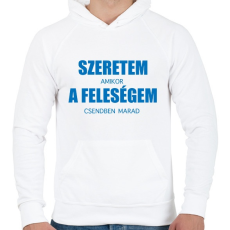 PRINTFASHION Szeretem a feleségem - Férfi kapucnis pulóver - Fehér