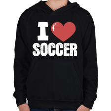 PRINTFASHION Szeretem a focit - Gyerek kapucnis pulóver - Fekete gyerek pulóver, kardigán