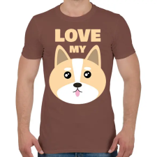 PRINTFASHION Szeretem a kutyám - Férfi póló - Mogyoróbarna férfi póló