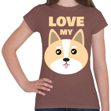 PRINTFASHION Szeretem a kutyám - Női póló - Mogyoróbarna női póló