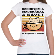 PRINTFASHION Szeretem a macskákat és még talán 3 embert - Női póló - Fehér