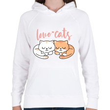 PRINTFASHION Szeretem a macskákat - Női kapucnis pulóver - Fehér női pulóver, kardigán