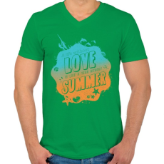 PRINTFASHION Szeretem a nyarat - Férfi V-nyakú póló - Zöld