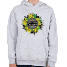 PRINTFASHION Szeretem a várost - Gyerek kapucnis pulóver - Sport szürke