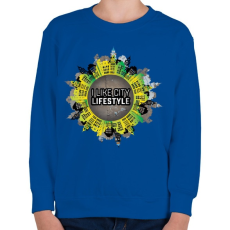 PRINTFASHION Szeretem a várost - Gyerek pulóver - Királykék