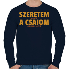 PRINTFASHION Szeretem, amikor a csajom csendben marad - Férfi pulóver - Sötétkék