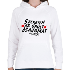 PRINTFASHION Szeretem az örült csajomat - Női kapucnis pulóver - Fehér női pulóver, kardigán