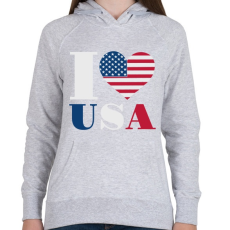 PRINTFASHION Szeretem az USA-t - Női kapucnis pulóver - Sport szürke