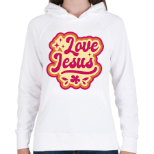 PRINTFASHION Szeretem Jézust - Női kapucnis pulóver - Fehér női pulóver, kardigán
