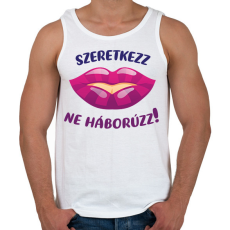 PRINTFASHION Szeretkezz, ne háborúzz!  - Férfi atléta - Fehér