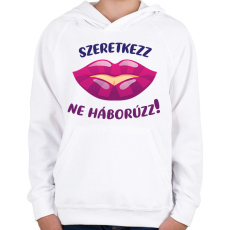 PRINTFASHION Szeretkezz, ne háborúzz!  - Gyerek kapucnis pulóver - Fehér