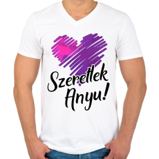 PRINTFASHION Szeretlek Anyu! - Férfi V-nyakú póló - Fehér