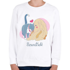 PRINTFASHION Szeretlek - cica és kutya - Gyerek pulóver - Fehér