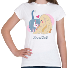 PRINTFASHION Szeretlek - cica és kutya - Női póló - Fehér