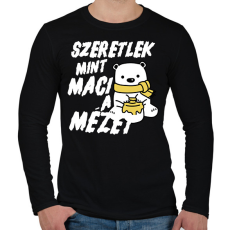 PRINTFASHION Szeretlek, mint maci a mézet - páros minta - Férfi hosszú ujjú póló - Fekete