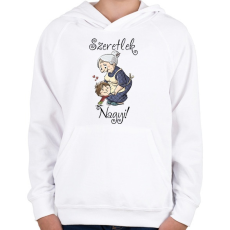PRINTFASHION Szeretlek nagyi - Gyerek kapucnis pulóver - Fehér