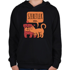 PRINTFASHION Szeretlek! Néha... - Gyerek kapucnis pulóver - Fekete