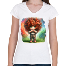 PRINTFASHION Szeretlek - Női V-nyakú póló - Fehér
