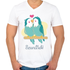 PRINTFASHION Szeretlek - papagáj - Férfi V-nyakú póló - Fehér