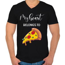 PRINTFASHION Szeretlek Pizza - Férfi V-nyakú póló - Fekete férfi póló