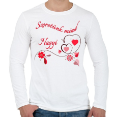 PRINTFASHION Szeretünk mind Nagyi - Férfi hosszú ujjú póló - Fehér