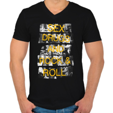 PRINTFASHION Szex, drog és rock&roll - Férfi V-nyakú póló - Fekete férfi póló