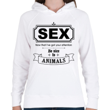 PRINTFASHION Szex - Női kapucnis pulóver - Fehér női pulóver, kardigán