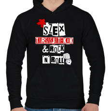 PRINTFASHION Szex, Társasjátékok & Rock 'n' Roll - Férfi kapucnis pulóver - Fekete