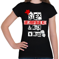 PRINTFASHION Szex, Társasjátékok & Rock 'n' Roll - Női póló - Fekete