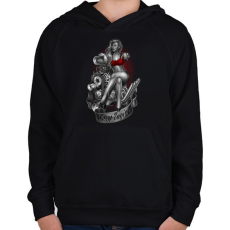 PRINTFASHION Szexi autómotor - Gyerek kapucnis pulóver - Fekete