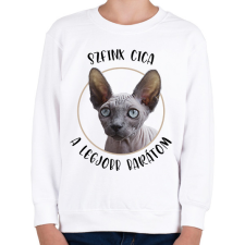 PRINTFASHION Szfinx cica - Legjobb barát - Gyerek pulóver - Fehér gyerek pulóver, kardigán