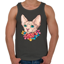 PRINTFASHION Szfinx cica virágokkal - Férfi atléta - Sötétszürke atléta, trikó