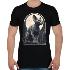 PRINTFASHION Szfinx macska és a hold - Férfi póló - Fekete