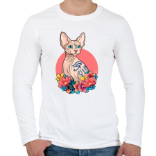 PRINTFASHION Szfinx macska - Férfi hosszú ujjú póló - Fehér férfi póló