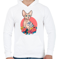 PRINTFASHION Szfinx macska - Férfi kapucnis pulóver - Fehér