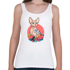 PRINTFASHION Szfinx macska - Női atléta - Fehér női trikó