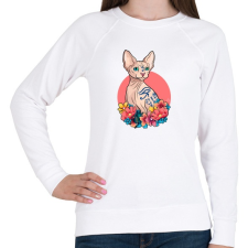 PRINTFASHION Szfinx macska - Női pulóver - Fehér női pulóver, kardigán
