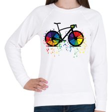 PRINTFASHION Színes bicikli - Női pulóver - Fehér női pulóver, kardigán