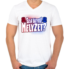 PRINTFASHION Szia bátyus! Helyzet? - Férfi V-nyakú póló - Fehér