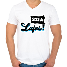 PRINTFASHION Szia Lajos! - Férfi V-nyakú póló - Fehér férfi póló