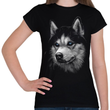 PRINTFASHION Szibériai husky - Női póló - Fekete női póló