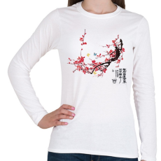 PRINTFASHION szilvavirág - Női hosszú ujjú póló - Fehér