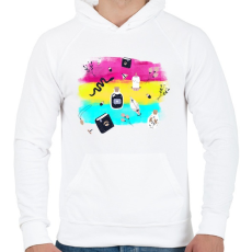 PRINTFASHION Szimbólumok - Férfi kapucnis pulóver - Fehér