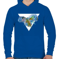 PRINTFASHION Színes bagoly - Férfi kapucnis pulóver - Királykék férfi pulóver, kardigán